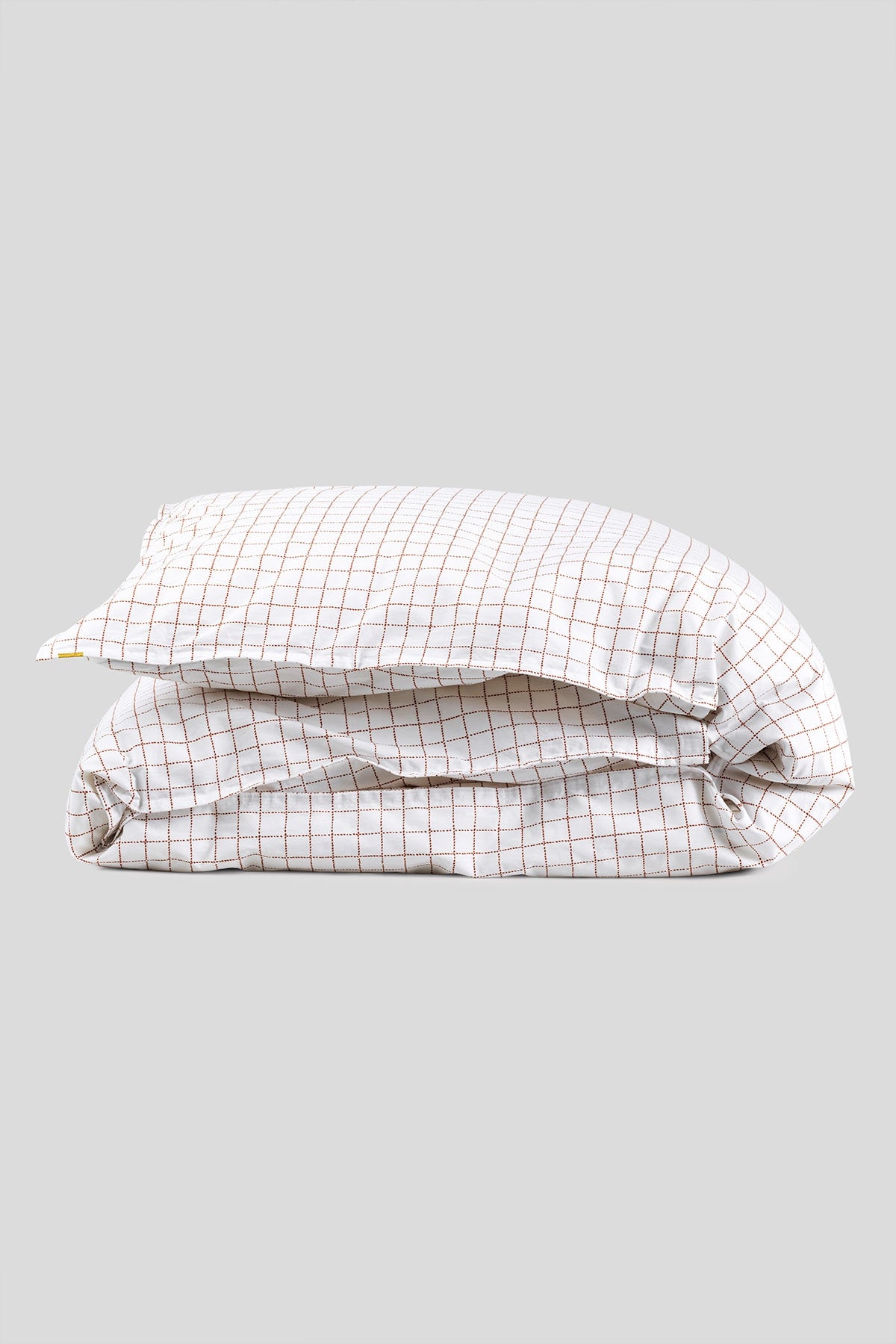 Housse de couette en percale de coton bio chics carreaux rouille