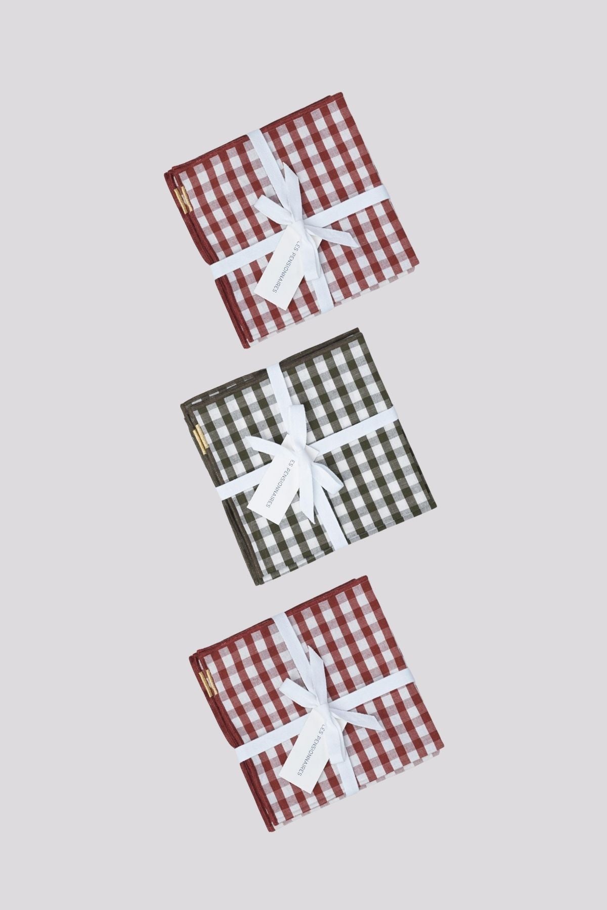 coffret-serviettes-de-table-vichy-vert-et-rouille