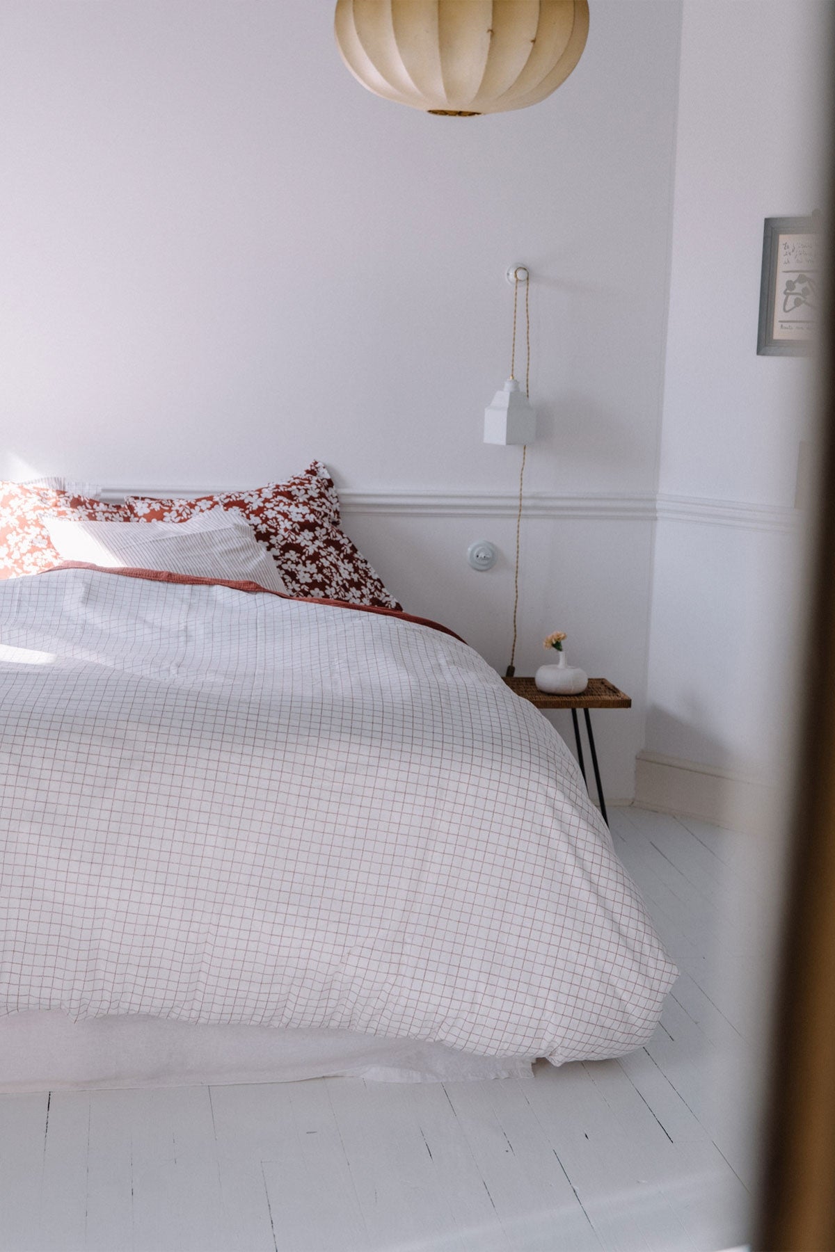 Housse de couette en percale de coton bio chics carreaux rouille