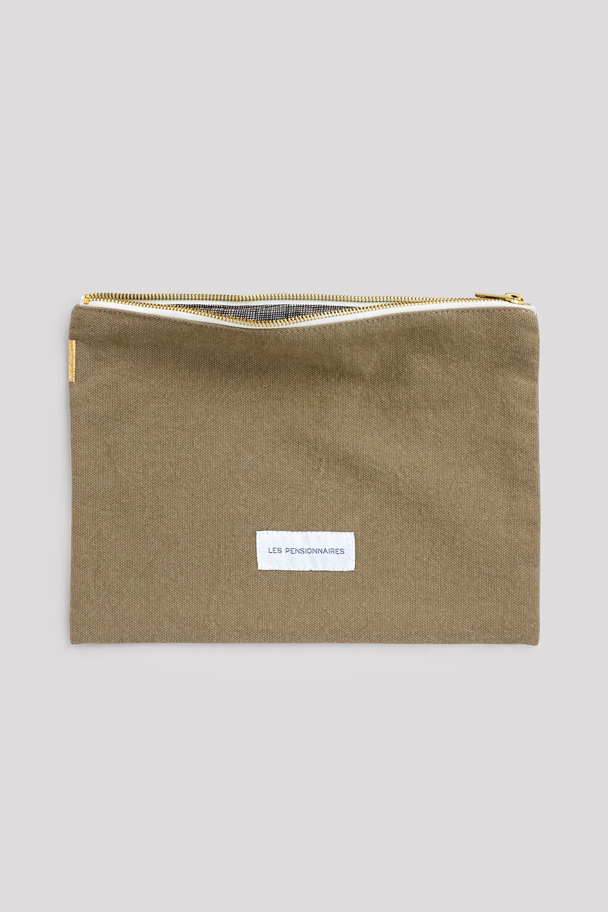 grande pochette en épaisse toile de coton bio vert tilleul 