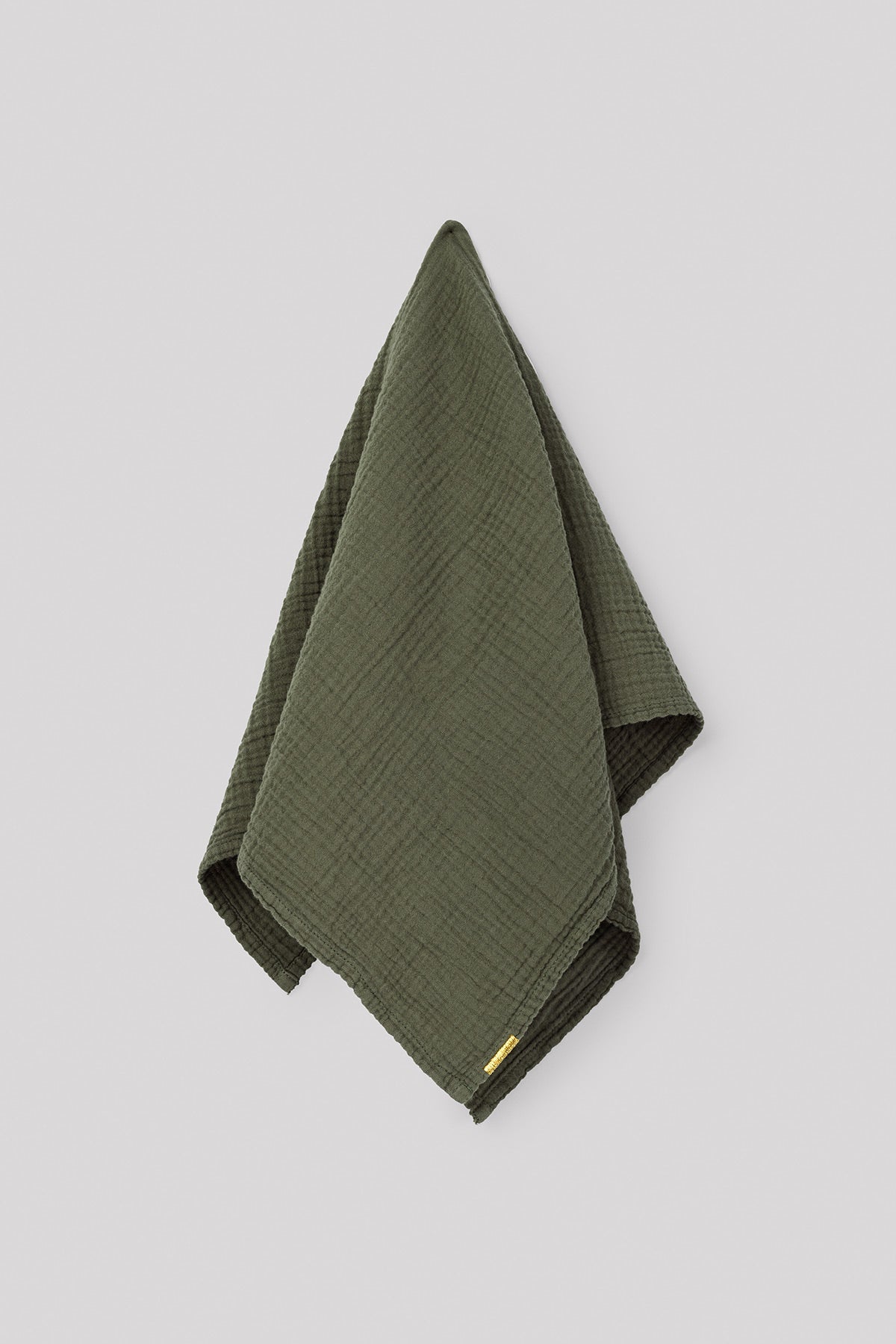 Torchon en double gaze de coton vert kaki Les pensionnaires