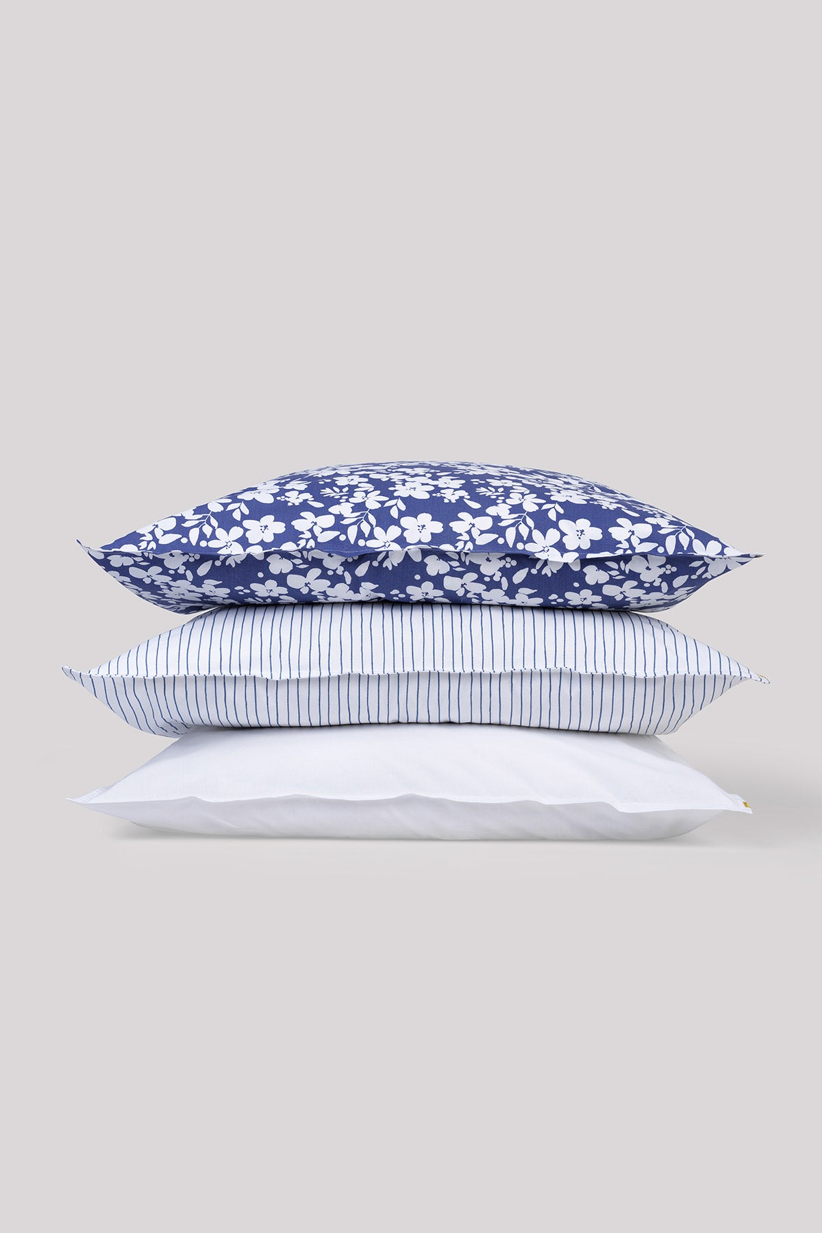 Taie d'oreiller percale de coton rayures bleues Les pensionnaires