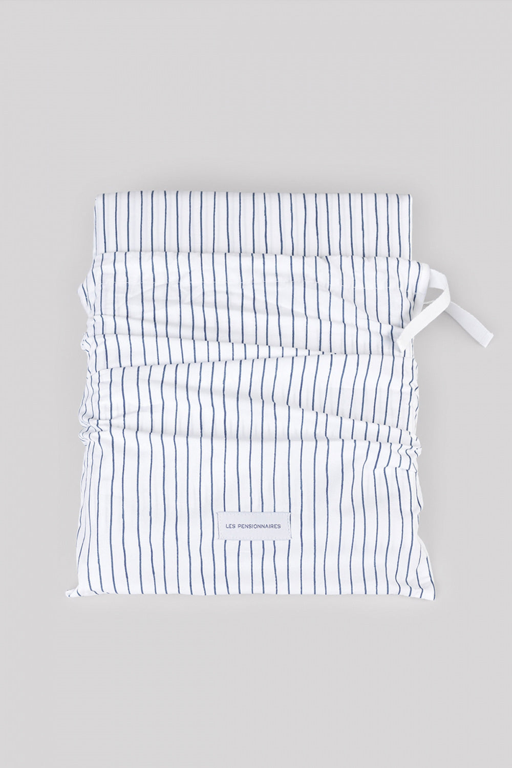 Housse de couette en percale de coton bio élégantes rayures bleues
