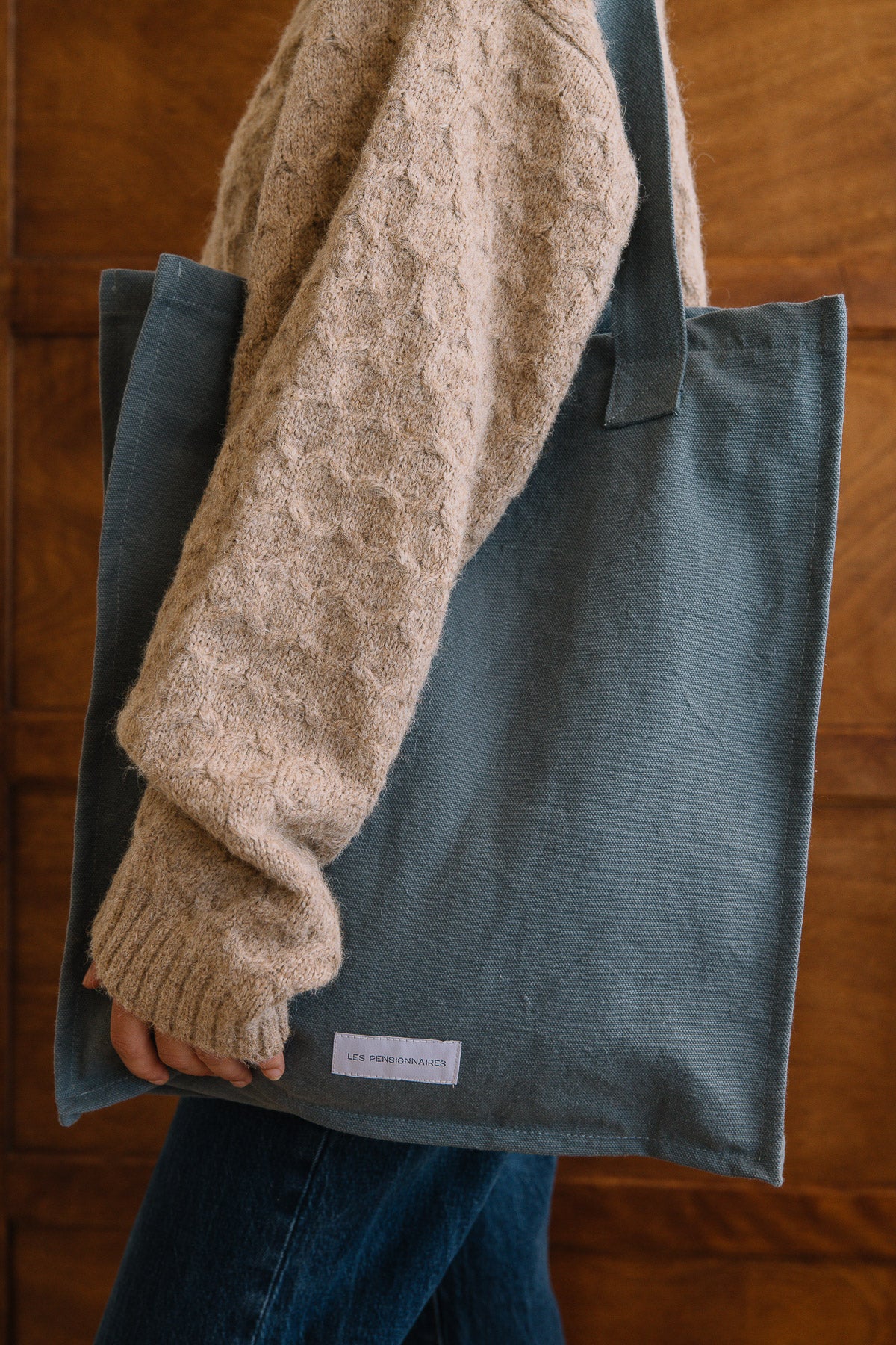 Sac zippé en toile de coton bio bleu horizon
